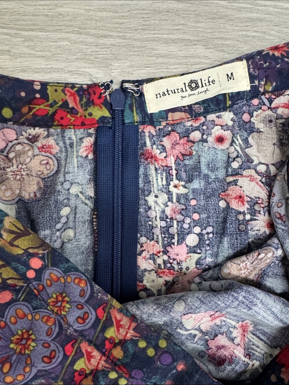 NATURAL LIFE Navy Floral Maxi Skirt with Pink & Green Accents - Picture 3 of 6